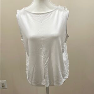Tahari White Sleeveless Relaxed Tank Top